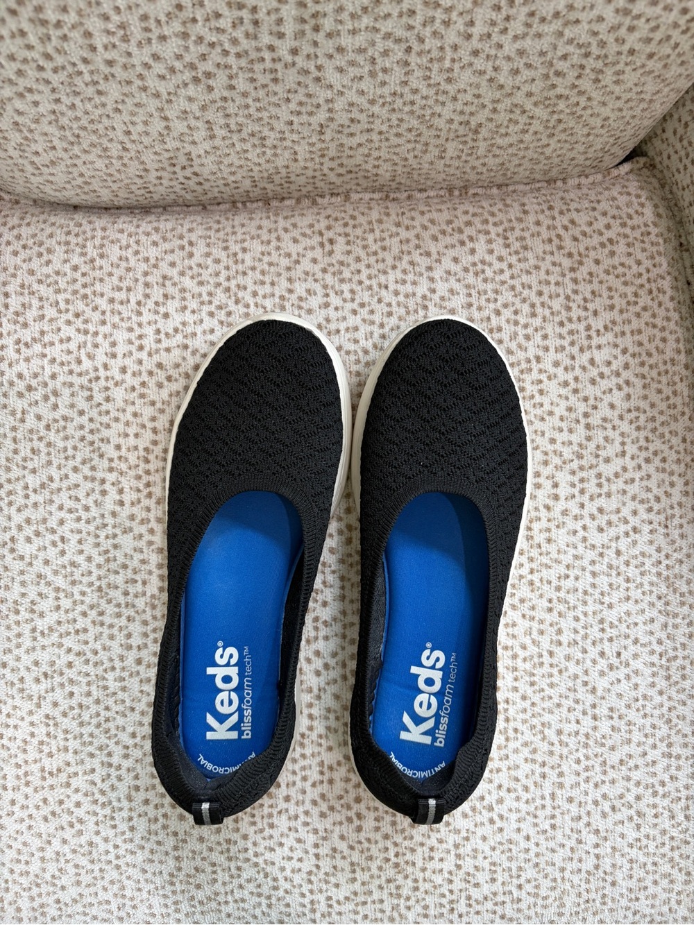 Keds Black Slip-On Sneakers with Blue Insole